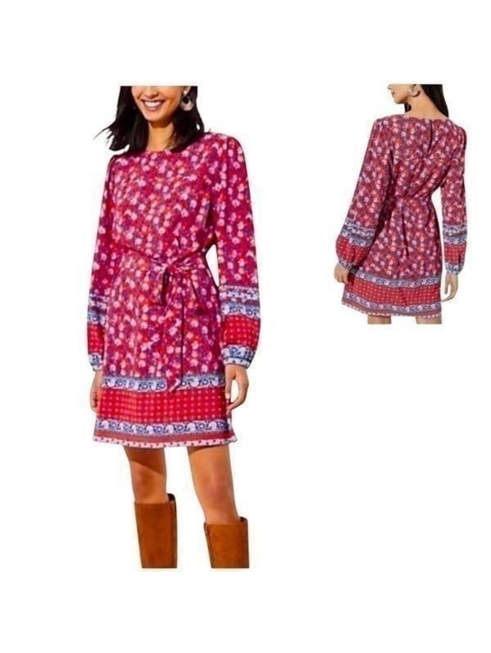 LOFT  ROUND NECK BALLOON SLEEVES LENGTH DRESS - Picture 2 of 7